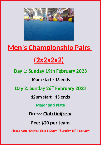 Men's Championship Pairs flyer